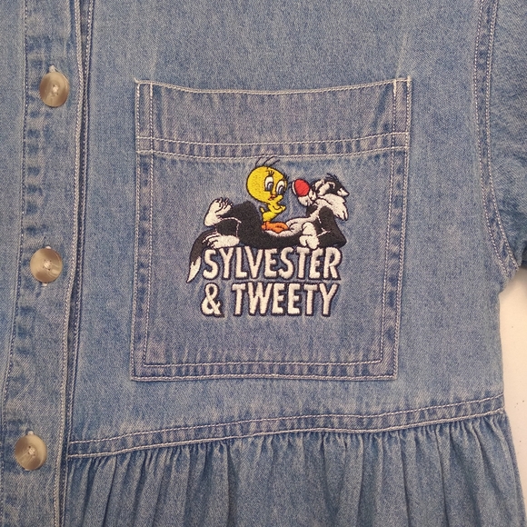 Vintage Blue Disney dress with sylvester & tweety size 4 - Picture 2 of 10